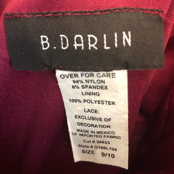 Juniors’ Burgundy Lace B. Darlin Dress - Picture 5 of 7